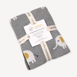 Ultra Soft Natural Jacquard Knit Elephant Baby Blanket & Lovey Gift Set