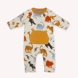 Dino Kangaroo Organic Cotton Jacquard Baby Jumpsuit