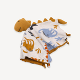 Dino Jacquard Knit Baby Organic Cotton Blanket & Lovey Gift Set