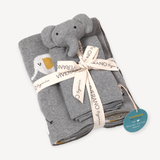 Ultra Soft Natural Jacquard Knit Elephant Baby Blanket & Lovey Gift Set