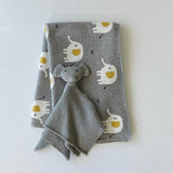 Ultra Soft Natural Jacquard Knit Elephant Baby Blanket & Lovey Gift Set