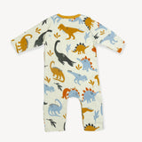 Dino Kangaroo Organic Cotton Jacquard Baby Jumpsuit