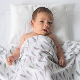 Feather Print Organic Muslin Blanket - 2 Pack