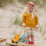 Adjustable Drawstring Baby and Kids Beach Seersucker Striped Shorts