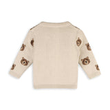 Organic Cotton Brown Bear Jacquard Baby Cardigan