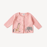 Organic Cotton Safari Embroidered Long Sleeve Baby Cardigan