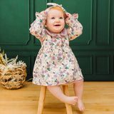 Organic Floral Embroidered Collar Baby Dress & Bloomer Set