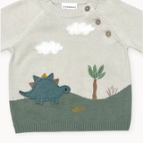 Organic Cotton Dino Applique Baby Sweater