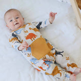 Dino Kangaroo Organic Cotton Jacquard Baby Jumpsuit