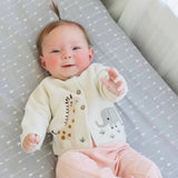 Organic Cotton Safari Embroidered Long Sleeve Baby Cardigan