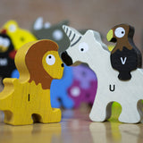 All-in-One Natural Wooden Animal Parade A to Z Puzzle & Playset