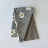 Ultra Soft Natural Jacquard Knit Elephant Baby Blanket & Lovey Gift Set