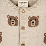 Organic Cotton Brown Bear Jacquard Baby Cardigan