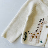 Organic Cotton Safari Embroidered Long Sleeve Baby Cardigan