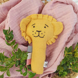 Organic Cotton Muslin Ochre Lion Rattle