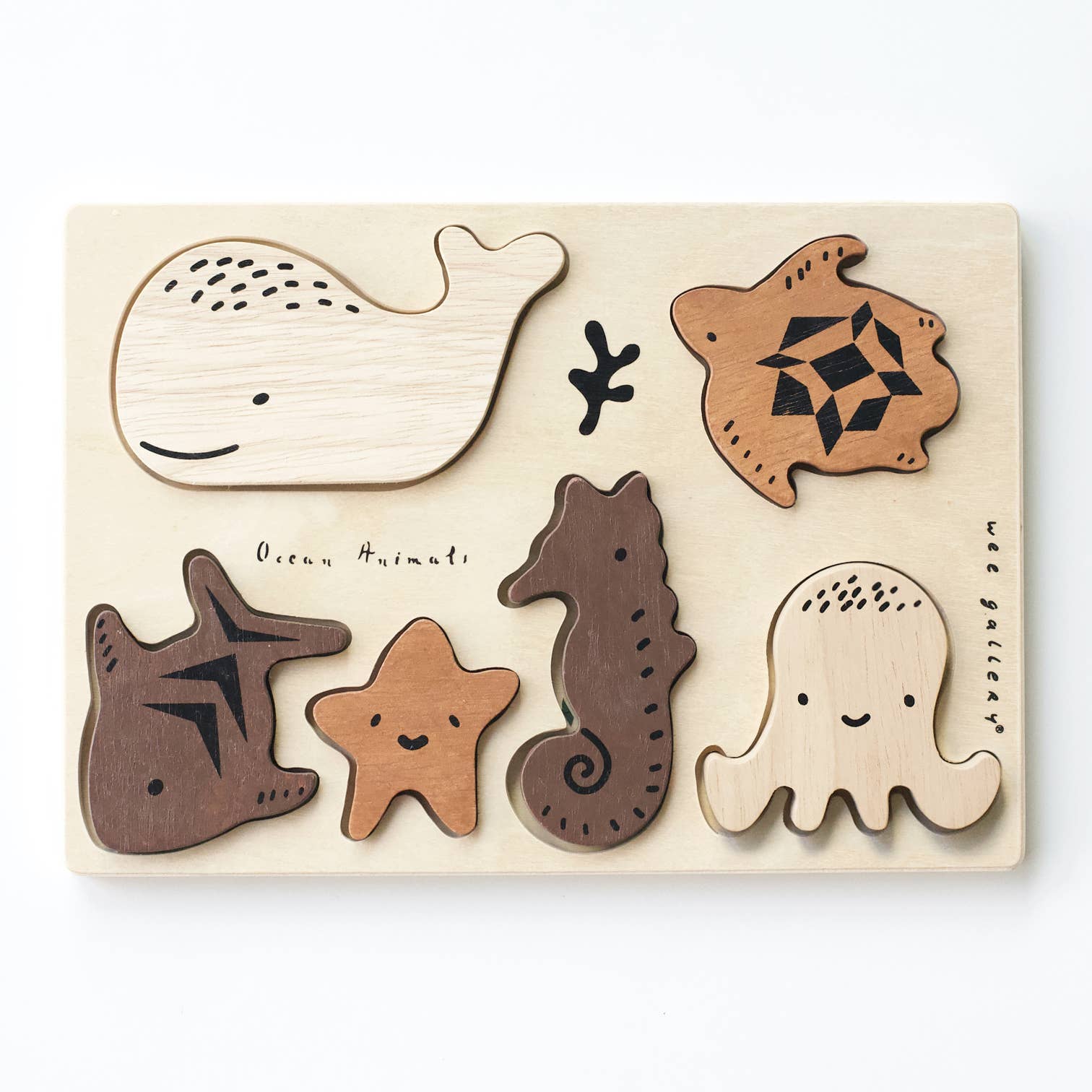 Natural Rubberwood Tray Puzzle - Pack of 6