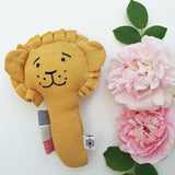 Organic Cotton Muslin Ochre Lion Rattle