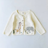 Organic Cotton Safari Embroidered Long Sleeve Baby Cardigan