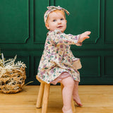 Organic Floral Embroidered Collar Baby Dress & Bloomer Set