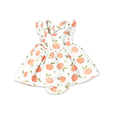 Summer Peach Adjustable Ruffle Cross Back Baby Dress & Bloomer Set