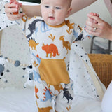 Dino Kangaroo Organic Cotton Jacquard Baby Jumpsuit
